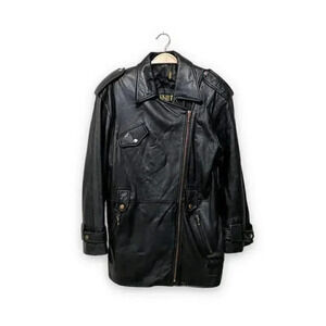 Danier Lambskin Black Leather Buttery Soft Double Breasted Moto Jacket Size S